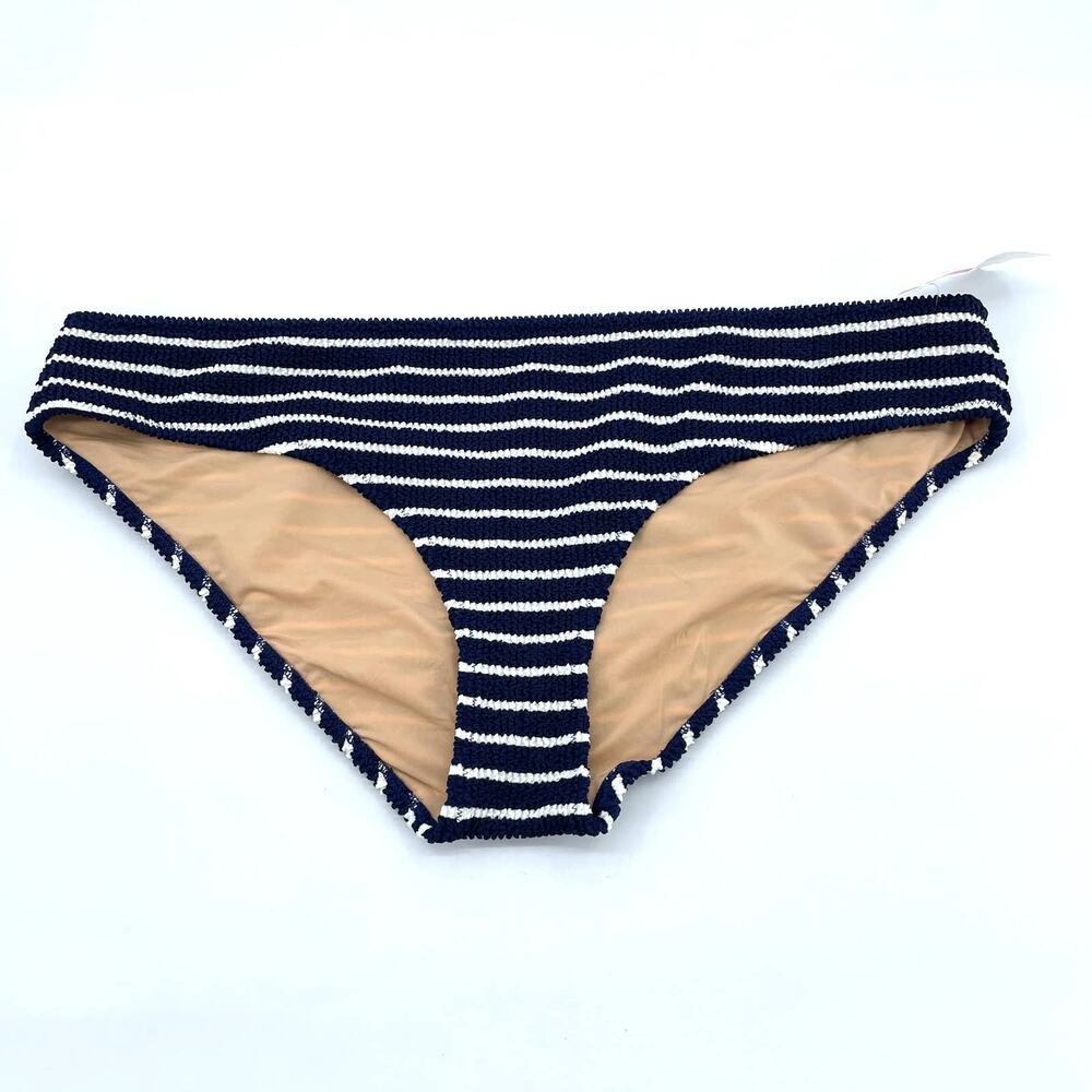 J.Crew Womens Striped Navy Blue White Bikini Bottom Swimwear